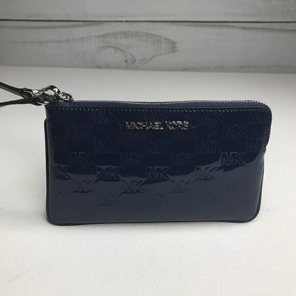 Michael Kors Gusset Wristlet Navy NWT - Picture 1 of 9